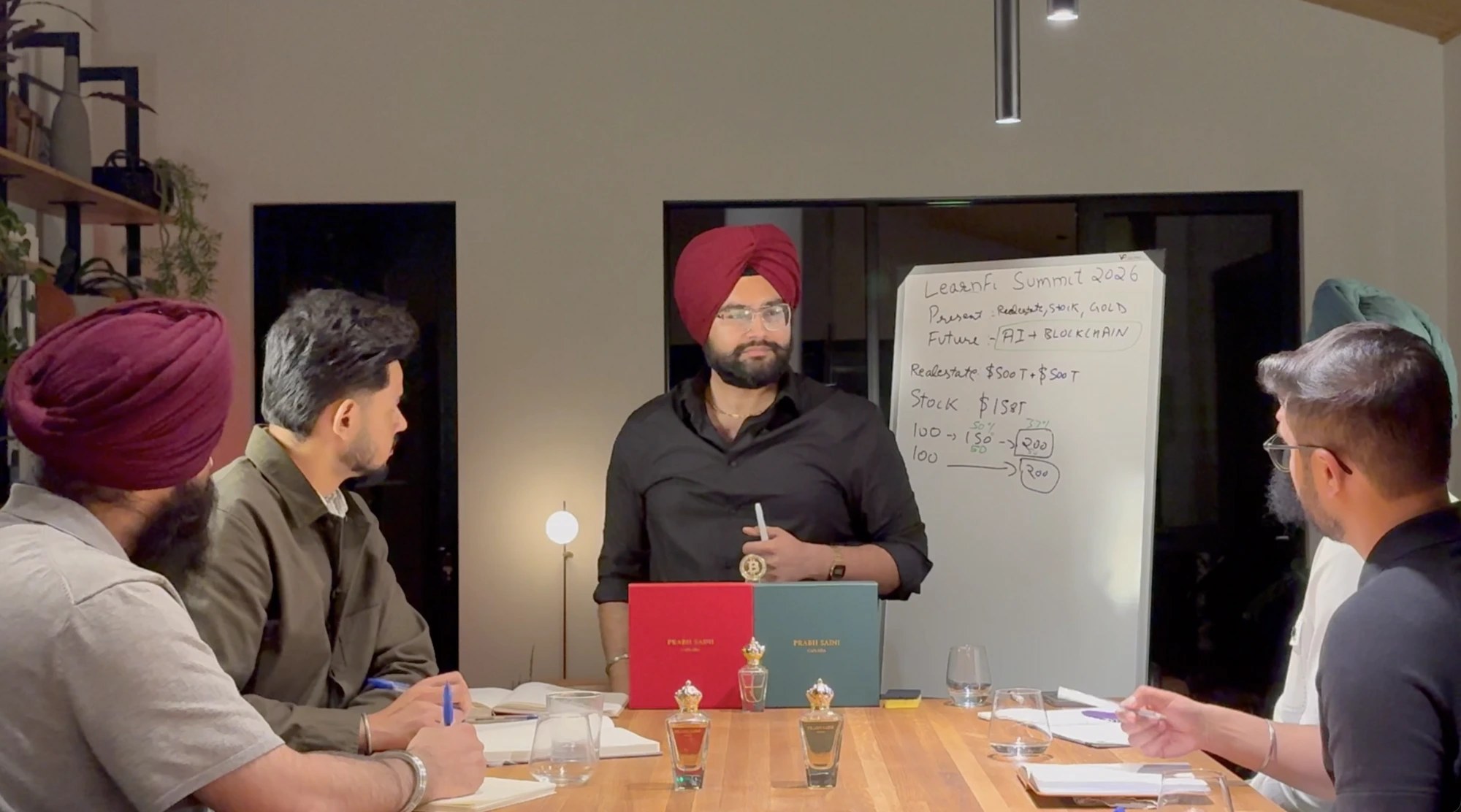 Prabh teaching members during a LearnFi session
